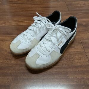 Women's Puma Palermo White and Black Sneakers with Cream Accents
